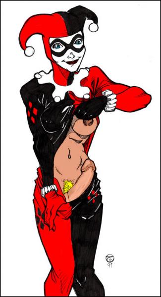 1997 batman_(series) clown dc dc_comics futanari harleen_quinzel harley_quinn intersex solo tcatt