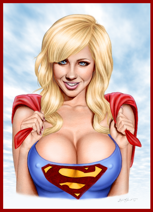 blonde_hair breasts cleavage dc dc_comics dcworldgirls kryptonian painting sophie_reade supergirl