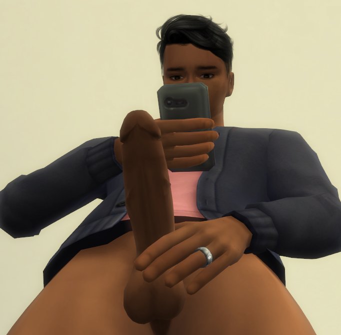 1boy 3d 3d_model adult big_balls big_penis black_penis bottomless bottomless_male dark-skinned_male dark_skin from_below gay_male holding_phone huge human luan luan_tolentino male male_focus male_only married melanin nude oc onlyfans original_character penis phone porn porn_star pornstar prince privacy sims sims_4 solo_male tasteofluan the_sims the_sims_4 twink