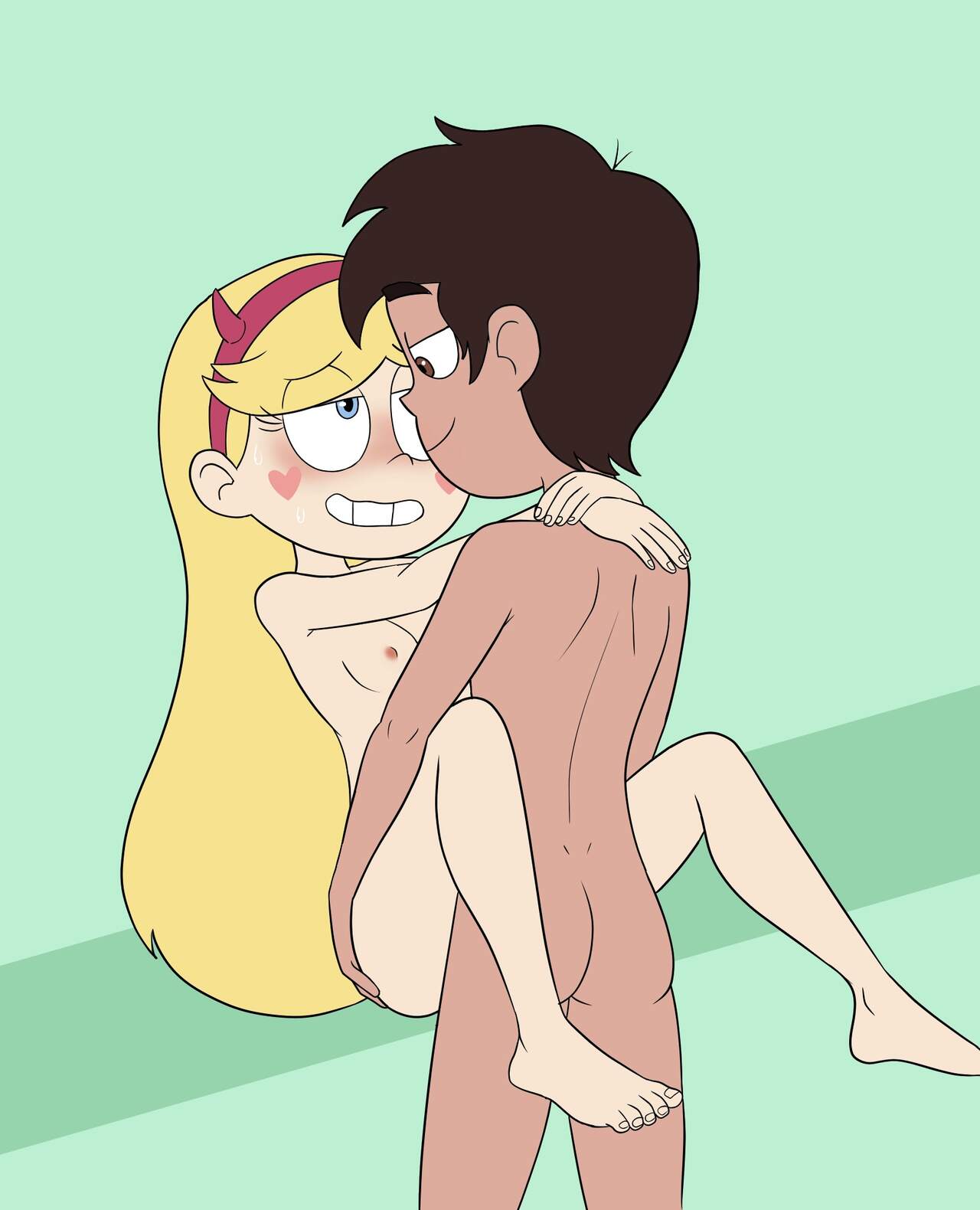 1boy 1girl blonde_hair blue_eyes breasts brown_eyes brown_hair canon_couple horns marco_diaz nipples sex star_butterfly star_vs_the_forces_of_evil vaginal vaginal_penetration vaginal_sex