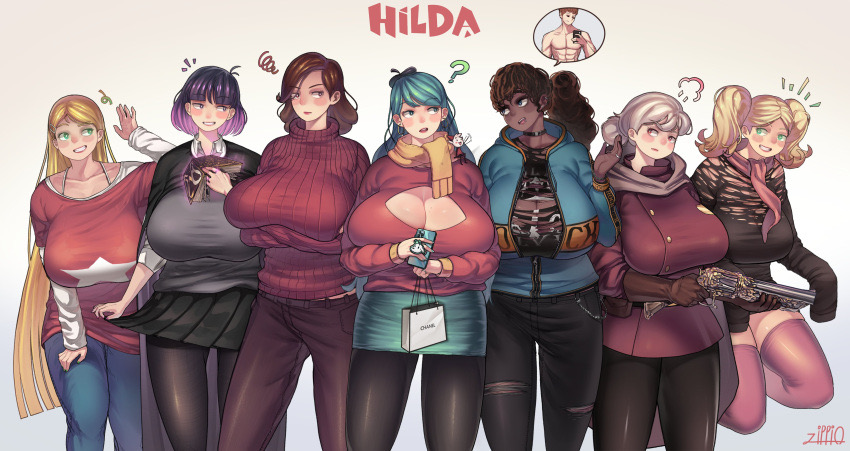 7girls aged_up big_ass big_breasts blonde_hair boob_window breasts brown_hair cleavage_cutout curvaceous curvy david_(hilda) female_only frida_(hilda) gerda_gustav hilda_(hilda) hilda_(series) huge_ass huge_breasts jeans johanna_(hilda) kaisa_(hilda) kelly_(hilda) large_ass large_breasts leggings legwear lineup marra marra_(hilda) massive_breasts milf mostly_clothed multiple_females multiple_girls netflix older pants shirt skirt sweater thick_thighs thighs voluptuous voluptuous_female wide_hips zippio95
