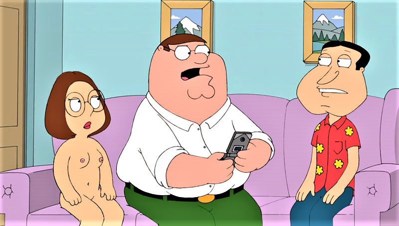 breasts cellphone erect_nipples family_guy glasses glenn_quagmire meg_griffin nude peter_griffin thighs