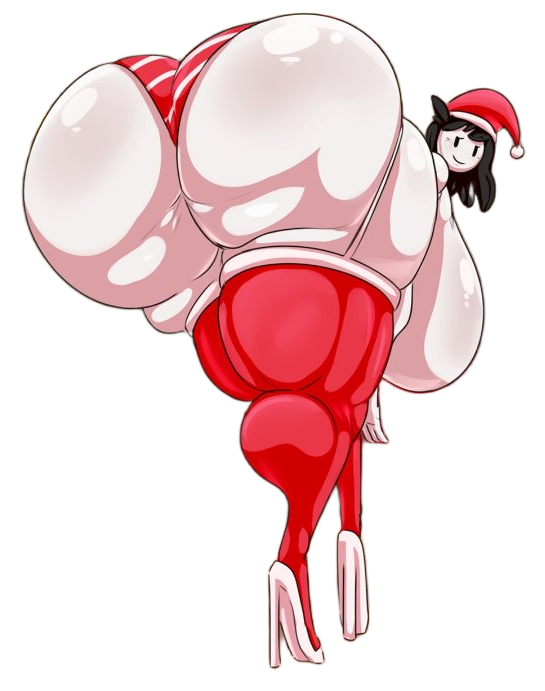 1girl alpha_channel ass back_view bad_anatomy big_breasts black_hair breasts christmas christmas_outfit female female_only half-closed_eyes high_heels huge_breasts hyper_ass jaiden_animations jaidens_mom looking_at_viewer looking_back looking_back_at_viewer milf mother panties santa_hat short_hair smile stockings tasteofchoklit thighs topless transparent_background white_body