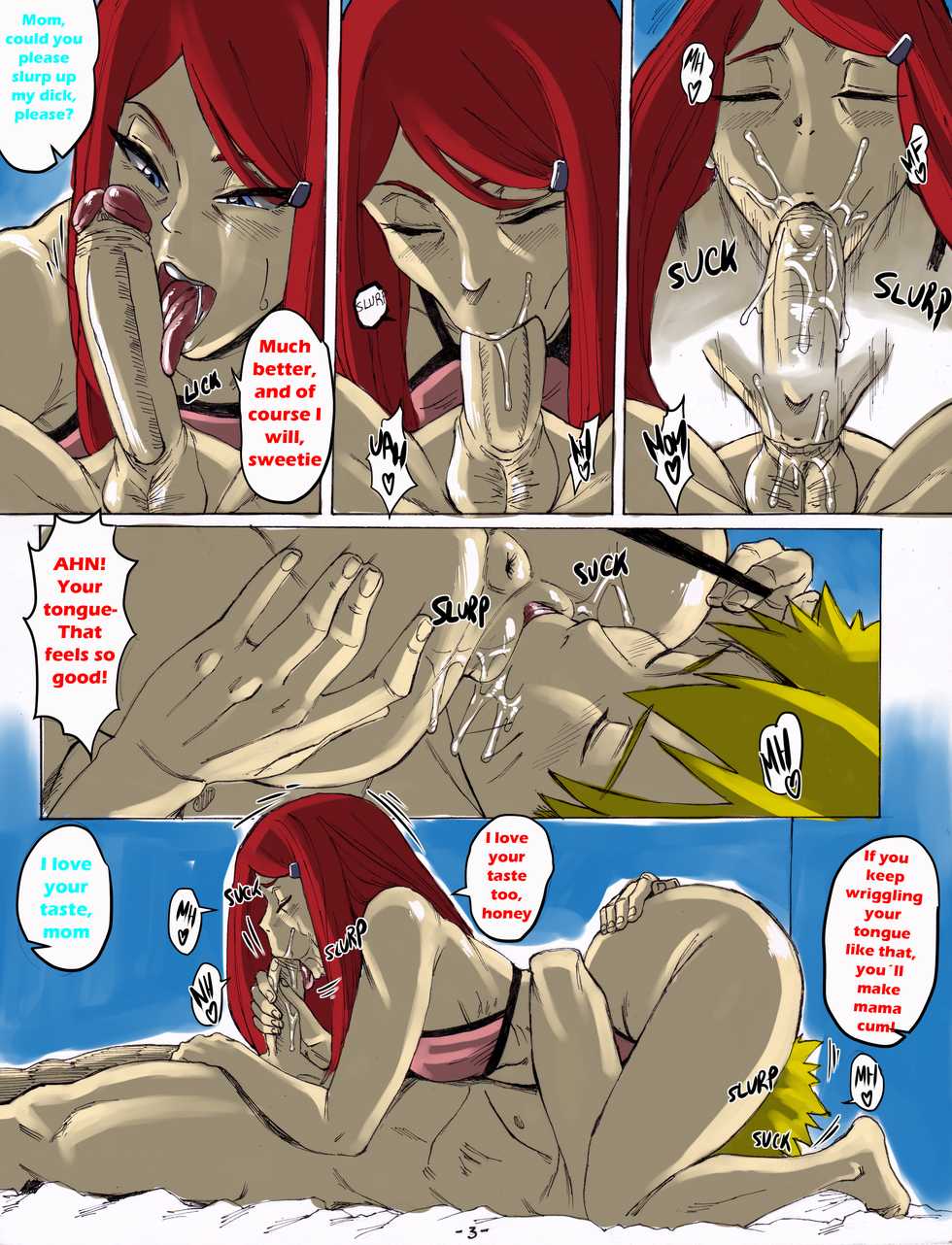 1boy 1girl 69 ass blonde_hair cum cum_in_mouth fellatio incest kushina_uzumaki mother_&amp;_son naruto naruto_(series) naruto_shippuden naruto_uzumaki oral penis_in_mouth penis_lick pussylicking red_hair