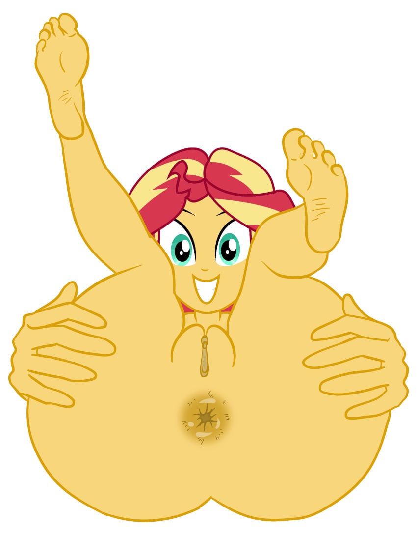 1girl anus ass ass_focus ass_grab big_ass bubble_butt butthole cndhpr completely_naked_female completely_nude_female equestria_girls female_only friendship_is_magic grin happy legs_up looking_at_viewer my_little_pony nude older older_female pussy soles solo_female sunset_shimmer theborman06 two_tone_hair white_background young_adult young_adult_female young_adult_woman