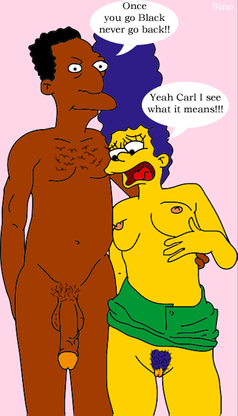 big_breasts big_penis carl_carlson cheating_wife dark-skinned_male dat_face marge_simpson sino the_simpsons yellow_skin