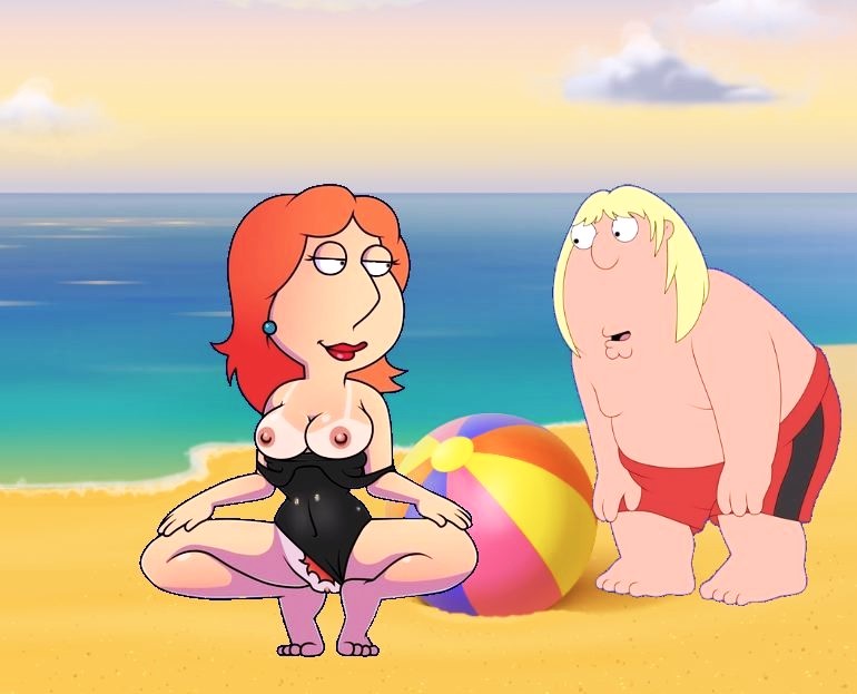 breasts chris_griffin erect_nipples family_guy lois_griffin mother_&amp;_son pubic_hair pussy squatting swimsuit tan_line thighs