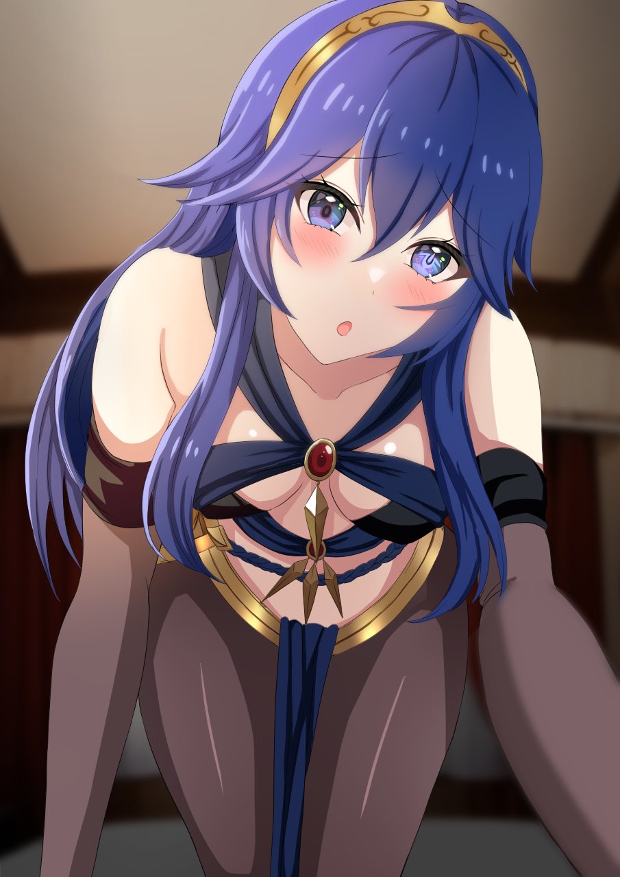 1girl all_fours alluring alternate_costume bare_midriff bedroom_eyes bent_over blue_eyes blue_hair blush breasts cosplay dancer dorothea_arnault_(cosplay) female_only fire_emblem fire_emblem_awakening fire_emblem_heroes hair_between_eyes indoors long_hair looking_at_viewer lucina lucina_(fire_emblem) midriff nintendo open_mouth pantyhose pelvic_curtain plegian reaching_out reaching_towards_viewer small_breasts symbol-shaped_pupils tara_(szzj7733) tiara very_long_hair