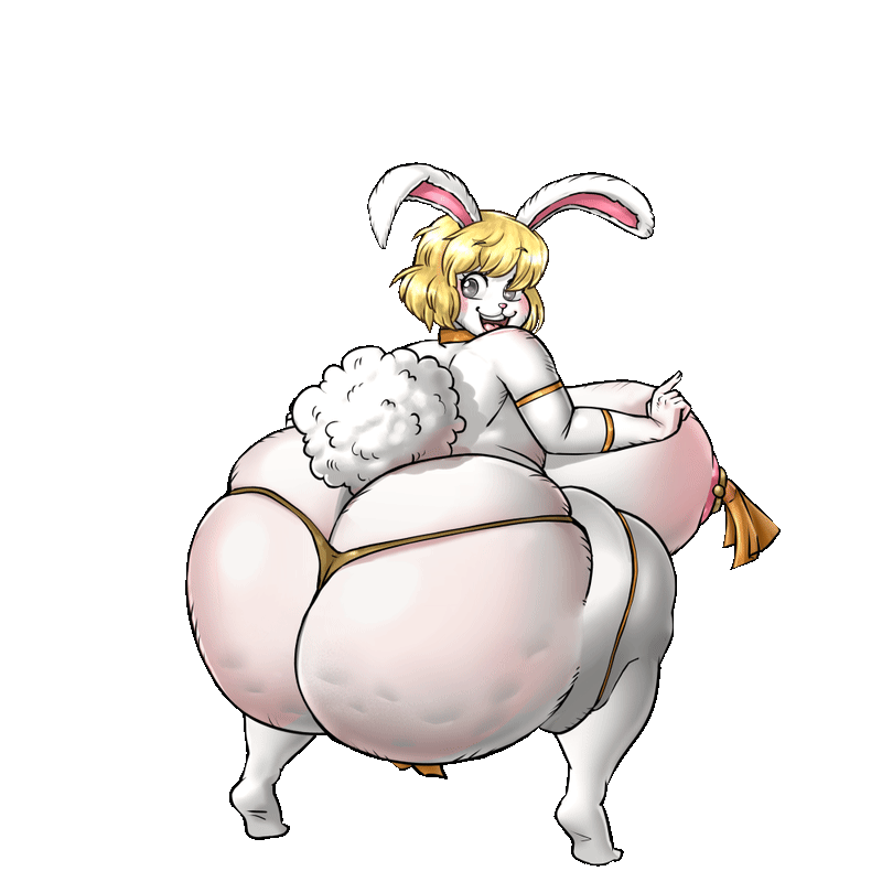 anthro bendacriss blonde_hair bunny_ears bunny_girl bunny_tail carrot carrot_(one_piece) gif gigantic_ass gigantic_breasts hourglass_figure jumping looking_back one_piece smile white_skin