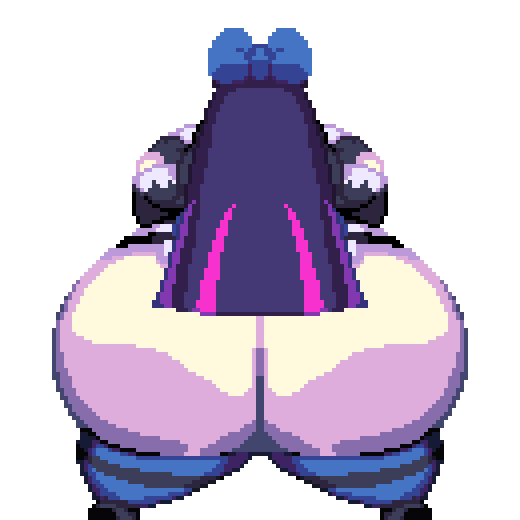 1girl ass back_view big_belly big_breasts fat_ass gif huge_ass no_panties panty_&amp;amp;_stocking_with_garterbelt pixel_art plump stocking_(psg) stocking_anarchy thick_thighs twerking