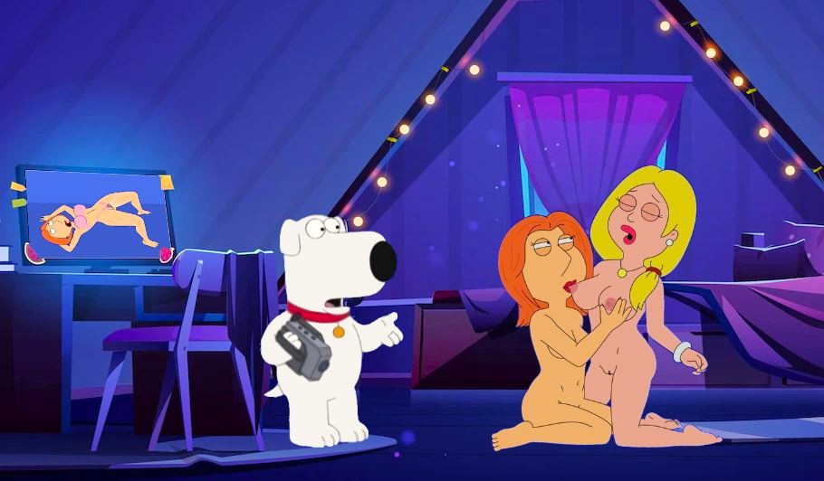 american_dad ass breasts brian_griffin closed_eyes crossover erect_nipples family_guy francine_smith lesbian_sex lois_griffin nude shaved_pussy sucking_on_breast thighs yuri