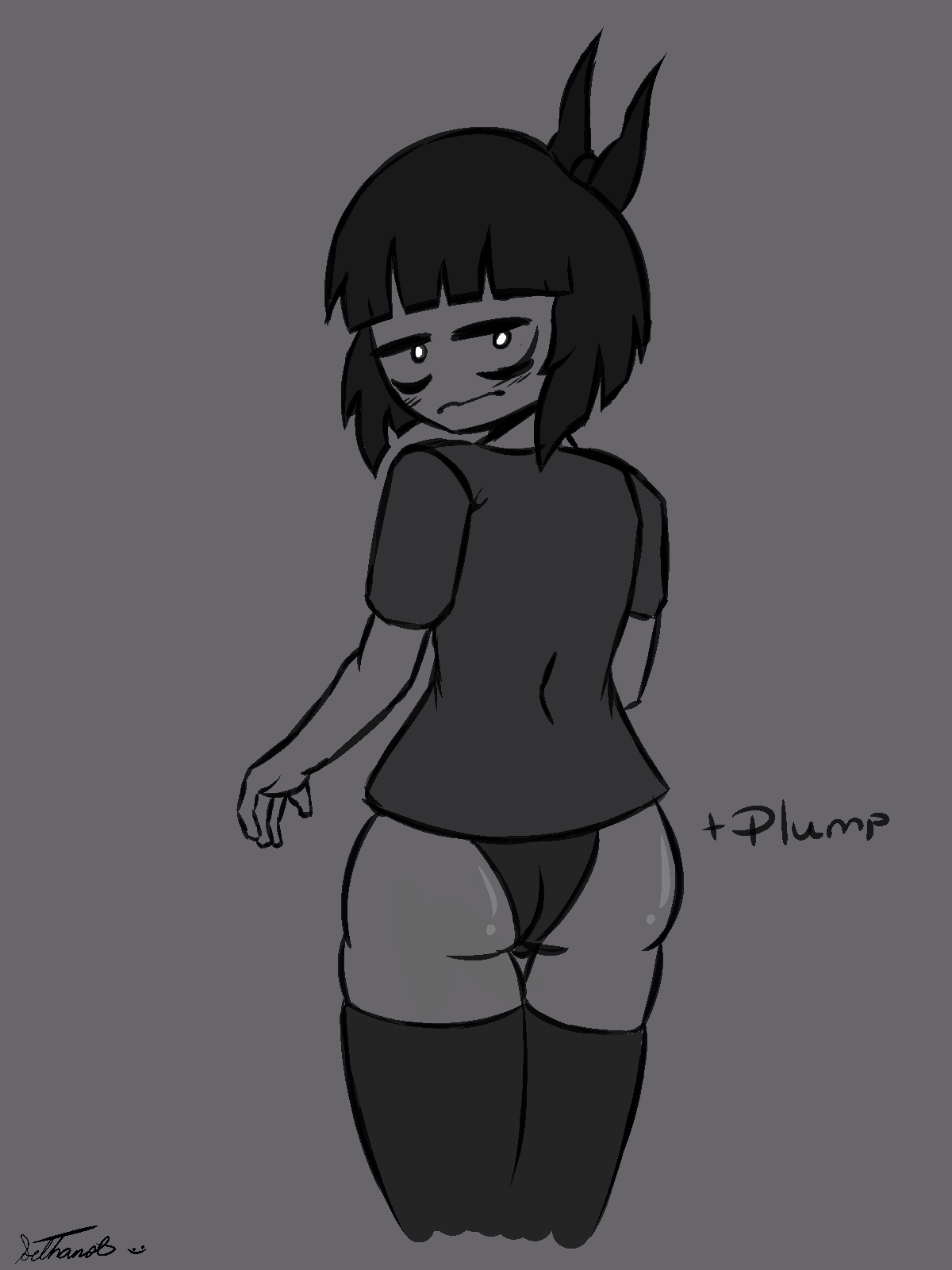 1girl adult_swim blush blushing_at_viewer bubble_butt creepy_susie goth goth_girl looking_at_viewer looking_back panties presenting_hindquarters sethanol stockings the_oblongs