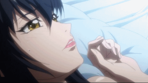 1boy 1girl after_kiss animated animated_gif anime annerose_vajra bare_shoulders bed blue_hair blush brown_hair closed_eyes french_kiss gif hair hentai kiss kissing koutetsu_no_majo_anneroze looking_at_another love nude saliva saliva_trail short_hair sweat sweating tongue yellow_eyes