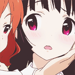 2girls anime artist_request blush character_request cheek_kiss copyright_request female gif kiss kissing licking multiple_girls neck neck_lick saliva saliva_trail source_request yuri
