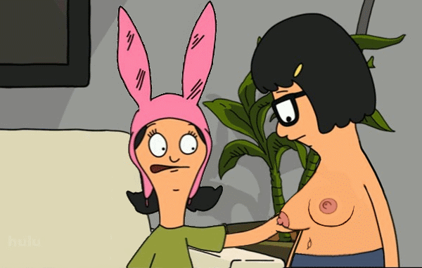 big_breasts bob's_burgers breast_grab funny gif guido_l jiggle louise_belcher plant sister_and_sister sisters tina_belcher