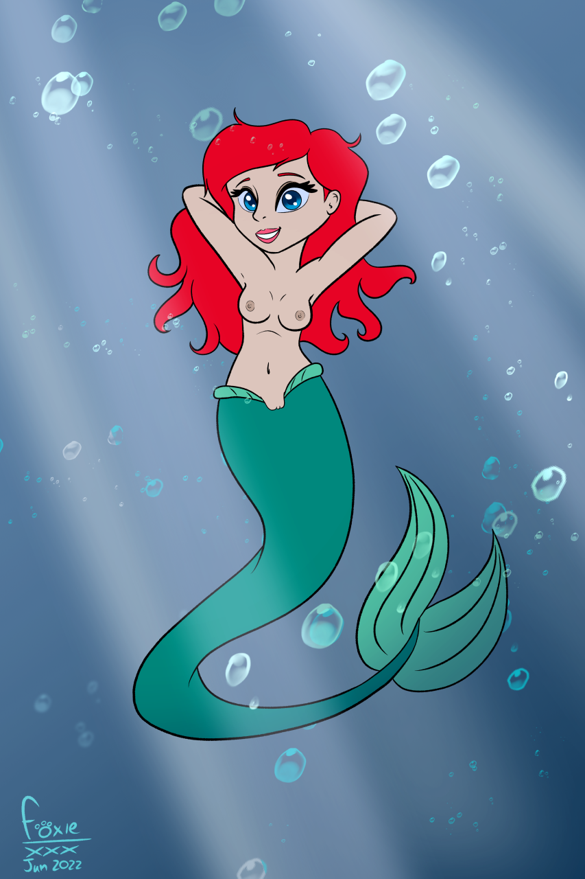 1girl disney female foxyxxx merfolk mermaid nude princess_ariel solo tagme the_little_mermaid underwater