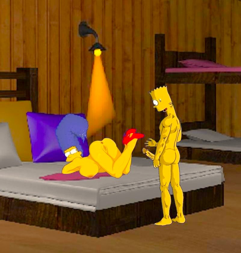 anus ass bart_simpson erect_nipples erect_penis huge_breasts huge_penis marge_simpson nude shaved_pussy the_simpsons thighs