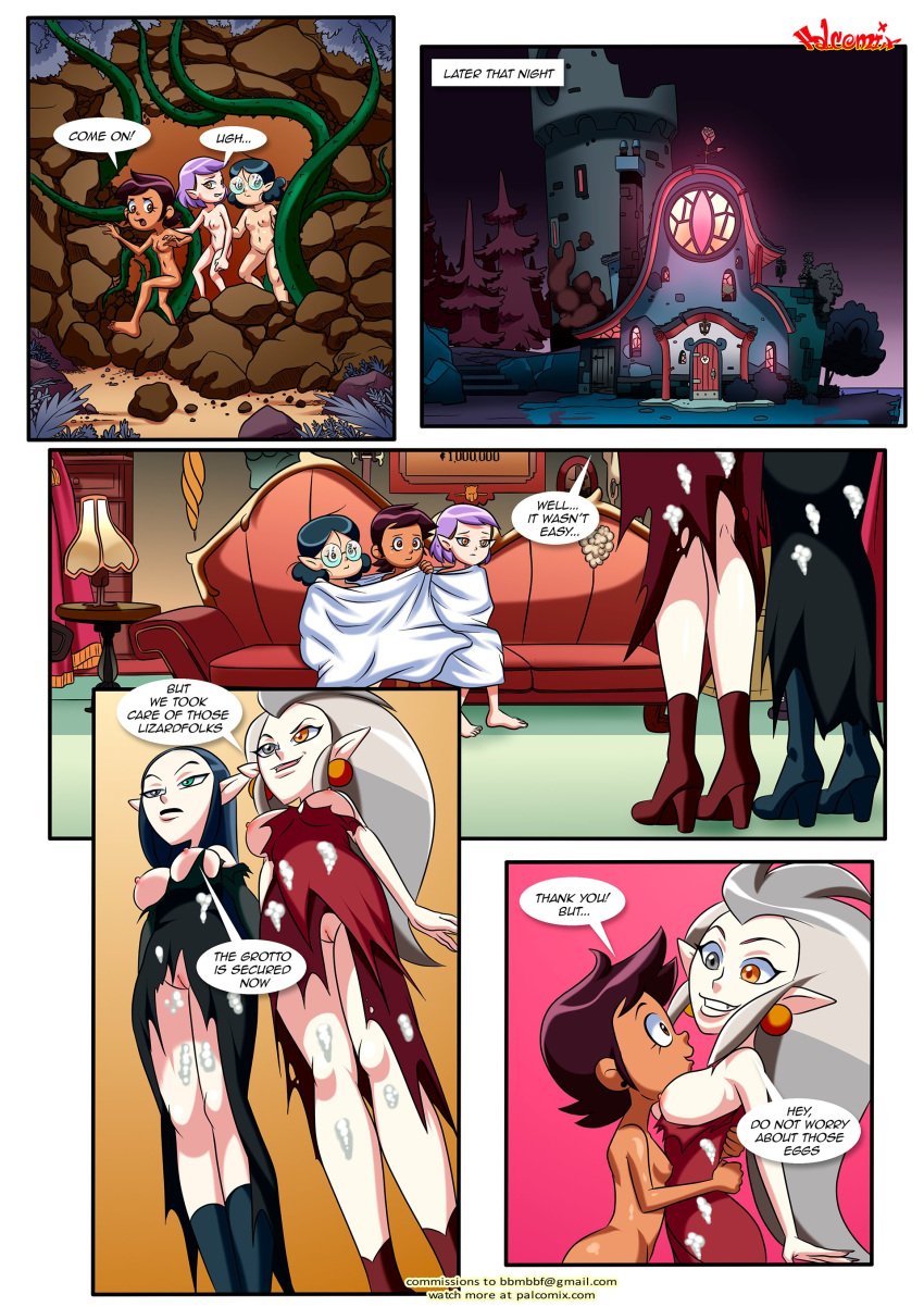 5girls amity_blight bbmbbf blanket comic completely_nude_female disney eda_clawthorne lilith_clawthorne luz_noceda palcomix ripped_clothing the_owl_house willow_park witch's_grotto_(comic)