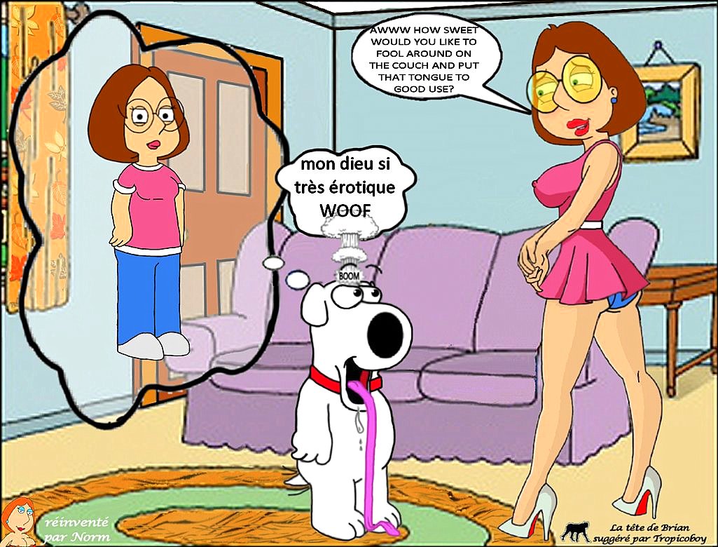 ass big_breasts brian_griffin erect_nipples family_guy glasses high_heels meg_griffin minidress panties thighs