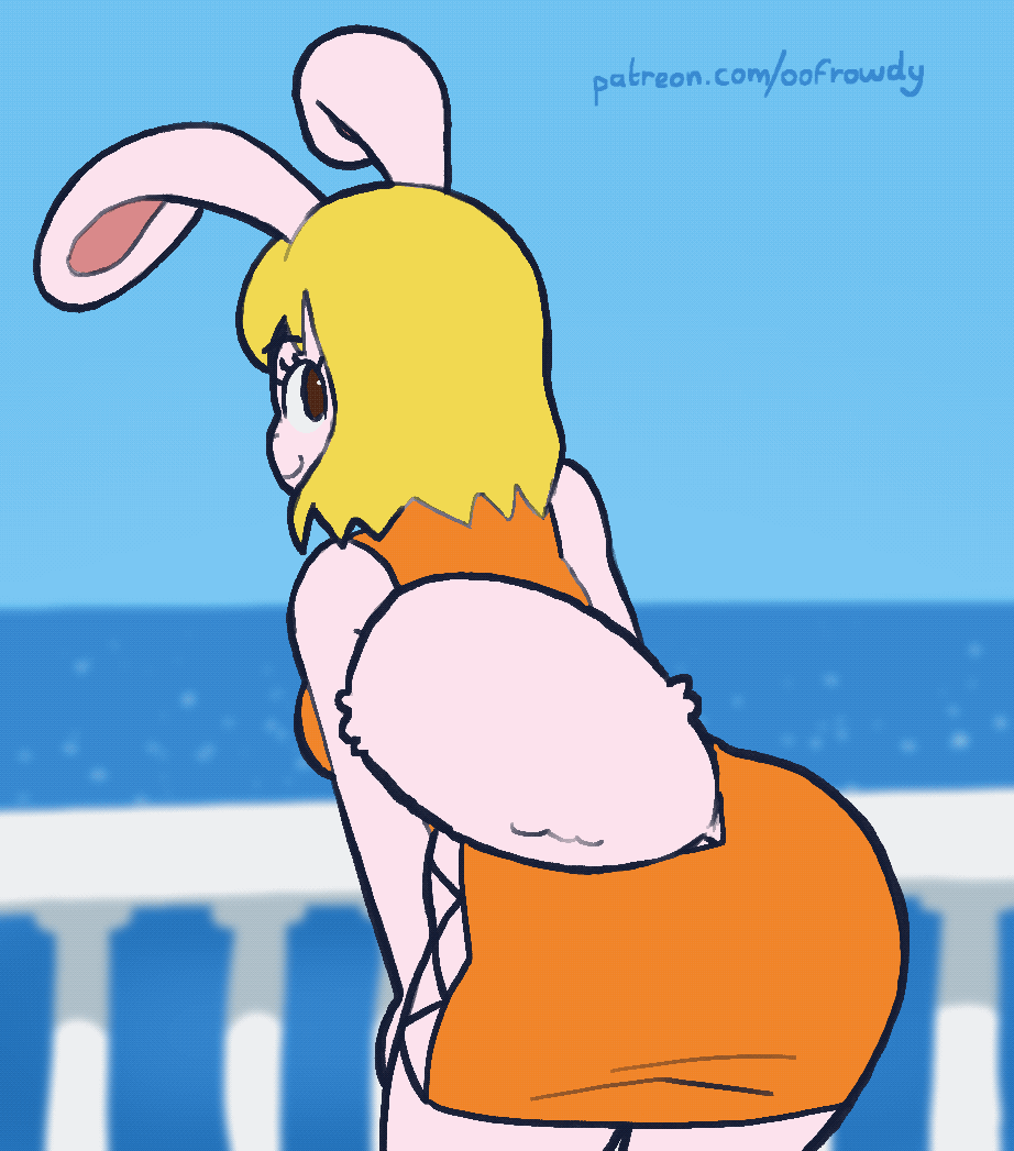 1girl alternate_version_available animal_ears animated anthro ass_shake big_ass blonde_female blonde_hair brown_eyes bunny_ears bunny_girl bunny_tail bunnygirl carrot_(one_piece) fat_ass female_focus female_only furry gif huge_ass large_ass loop no_humans one-piece_dress one_piece one_piece_dress oofrowdy orange_dress rabbit shaking shaking_ass shaking_butt thick_ass yellow_hair