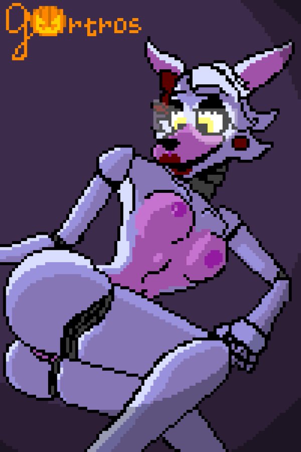 animatronic armpit armpits ass bow breasts breasts_out ears_up eyes_half_open female female_only five_nights_at_freddy's fox furry glowing_eyes gortros halloween legs lying lying_on_side mangle_(fnaf) metallic_body nude nude_female pixel_art pixelated pointy_ears robot robot_girl robot_humanoid white_body white_fur yellow_eyes