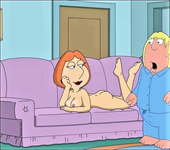 ass breasts chris_griffin erect_nipples erection_under_clothes family_guy lois_griffin nude precum thighs