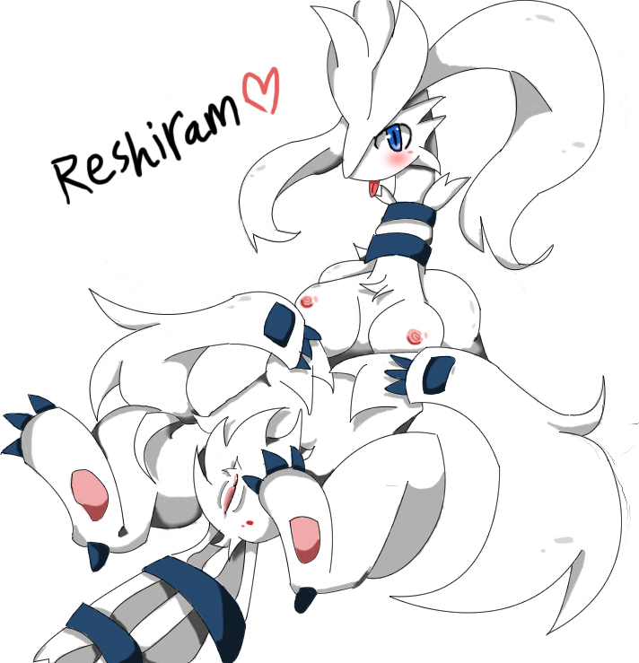 1_female 1_girl breasts female female_only looking_at_viewer pokemon pussy reshiram solo tongue tongue_out