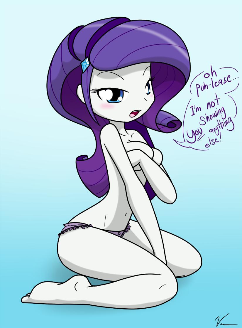 Xbooru - ! 1girl 2013 blue eyes breasts cleavage clothed clothing covering  dialog equestria girls female female only hair human my little pony panties  purple hair rarity rarity (eg) solo text theoretical-chaos