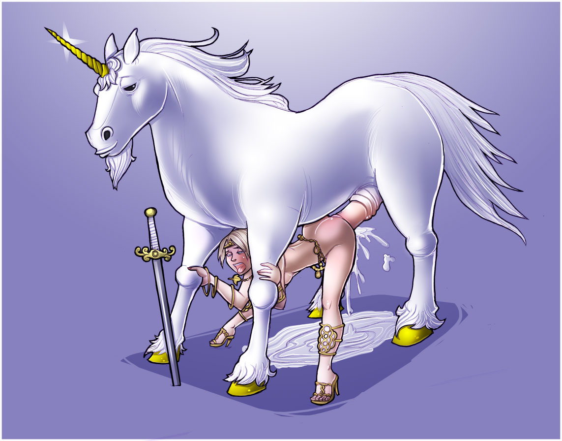 beastiality cum cum_inside equine excessive_cum female feral from_behind heels hooves horn horse horsecock human interspecies male mounted penetration penis sex shia_(artist) sword unicorn weapon