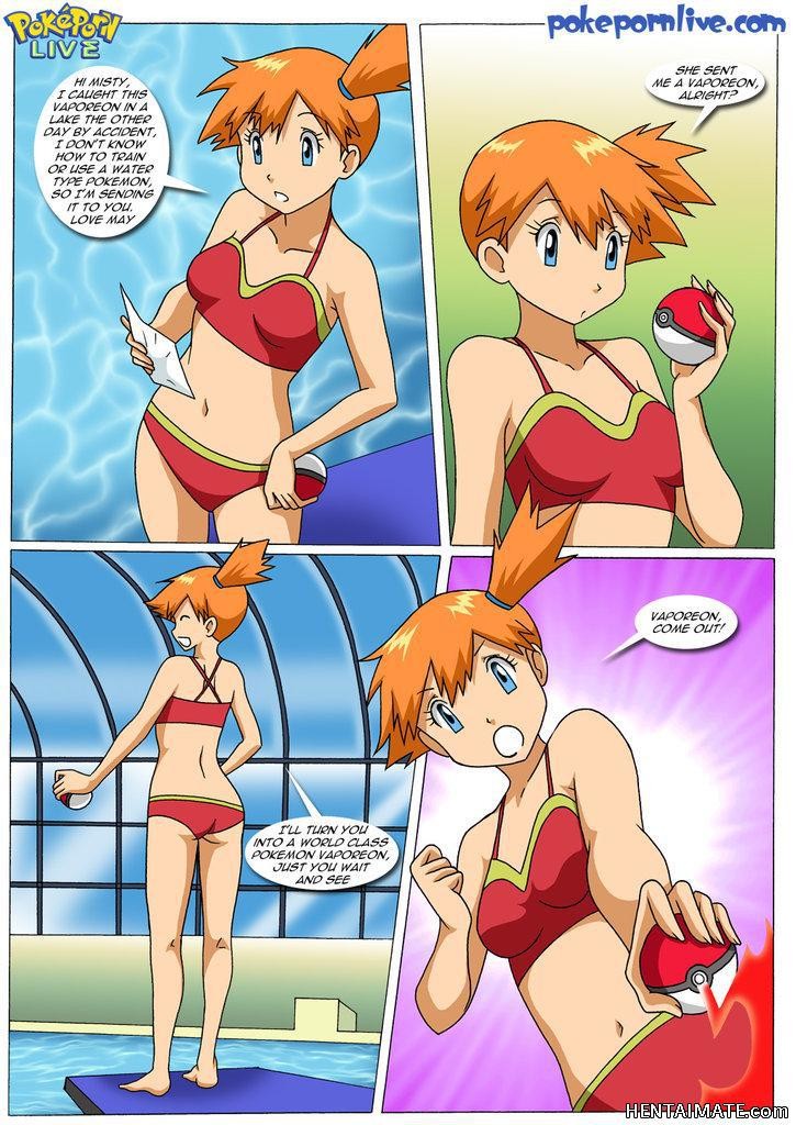 1girl comic english female holding holding_poke_ball kasumi_(pokemon) misty nintendo poke_ball pokemon solo speech_bubble talking