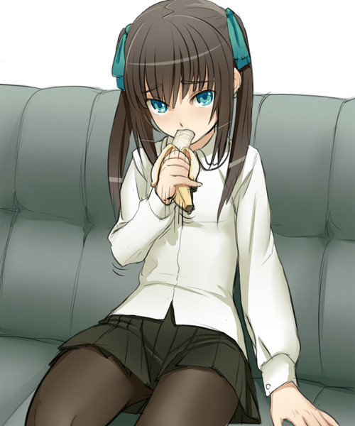 artist_request banana character_request couch eating food fruit looking_at_viewer motion_lines non-nude series_request sexually_suggestive sitting solo