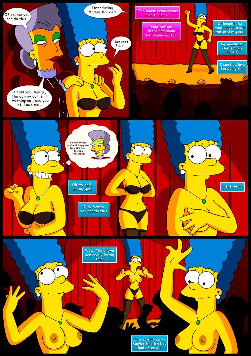 bra breasts erect_nipples marge_simpson panties stockings striping the_simpsons thighs