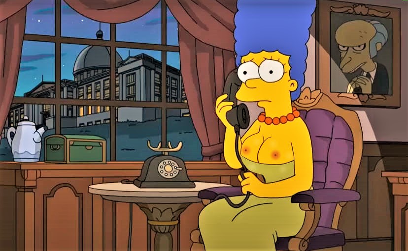 big_breasts dress erect_nipples marge_simpson the_simpsons