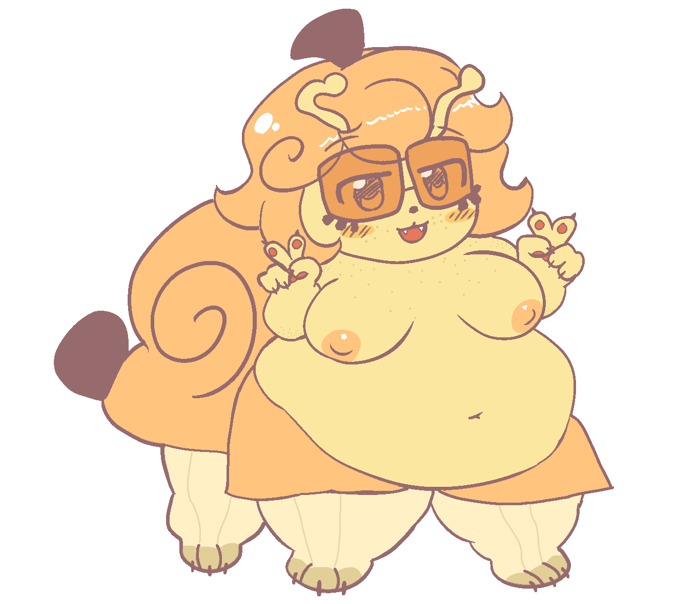 1girl 2024 :3 :b antennae_(anatomy) anthro anthro_only anthropomorphic_animal areola banana banana_peel banana_sheel bbw belly belly_overhang big_belly big_breasts blush blush_lines breasts canid_centaur canid_taur canine centaur chibi chubby chubby_belly chubby_female claw color colored dot_nose double_v edit edited_art fangs fat_belly fat_female fat_fetish female_focus female_only freckles fruit_taur fruittaur furry_female furry_only glasses grossthing_(artist) happy naked_female navel nipples nude overweight overweight_female pastel_colors pawpads paws peace_sign plump regretevator roblox roblox_game short_hair shortstack snail_sheel snout soft_color solo_female solo_focus split_(regretevator) square_glasses taur thick_thighs v white_background