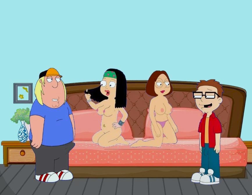 american_dad breasts chris_griffin crossover erect_nipples family_guy glasses hayley_smith kneel meg_griffin panties steve_smith thighs