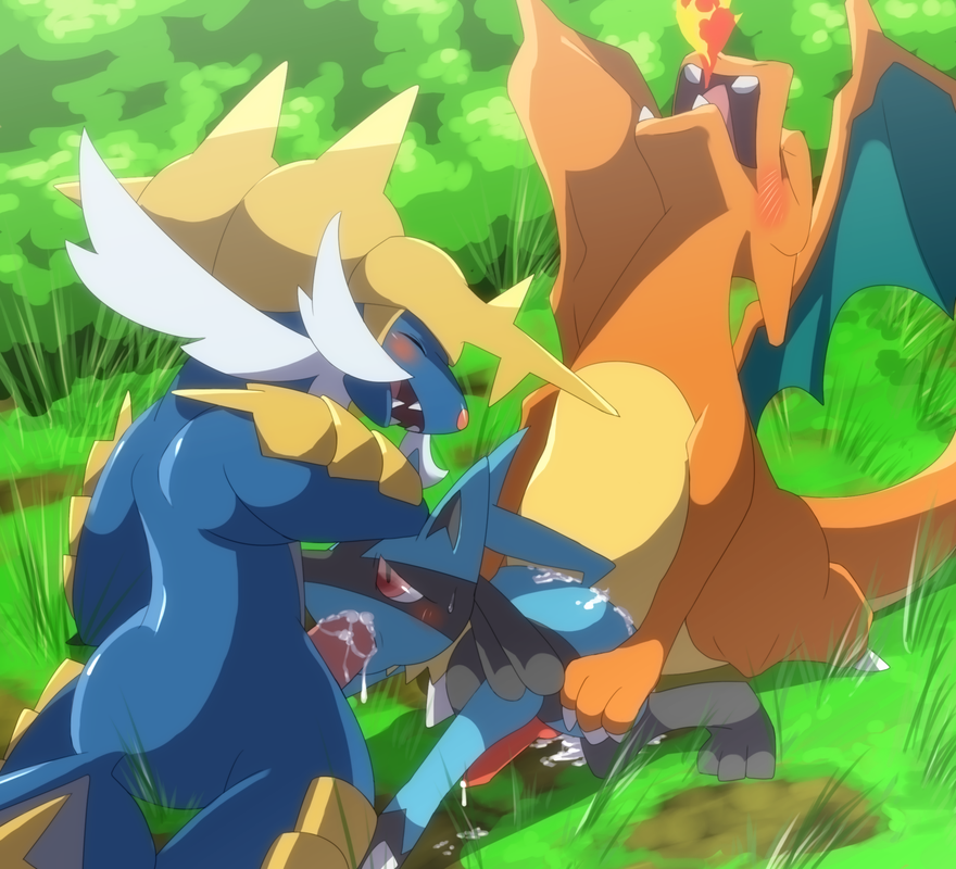 3_toes all_fours anal anal_penetration anthro ass bald barefoot biozs black_eyes black_fur black_skin blue_fur blue_skin blush canine charizard chubby claws closed_eyes cum cum_in_ass cum_in_mouth cum_inside cum_on_ass cum_on_face cum_on_penis dragon erection fellatio feral fire from_behind fur furry gay grass group horn jackal knot lizard male nintendo nude open_mouth oral oral_sex orange_skin outside penetration penis pink_nose pink_penis pink_skin plant pointy_ears pokemon precum red_eyes red_penis red_skin reptile samurott scalie sex shadow sharp_teeth shiny size_difference skin spikes spitroast sucking sweat teeth threesome toe_claws tongue video_games white_eyes white_fur wings yellow_skin