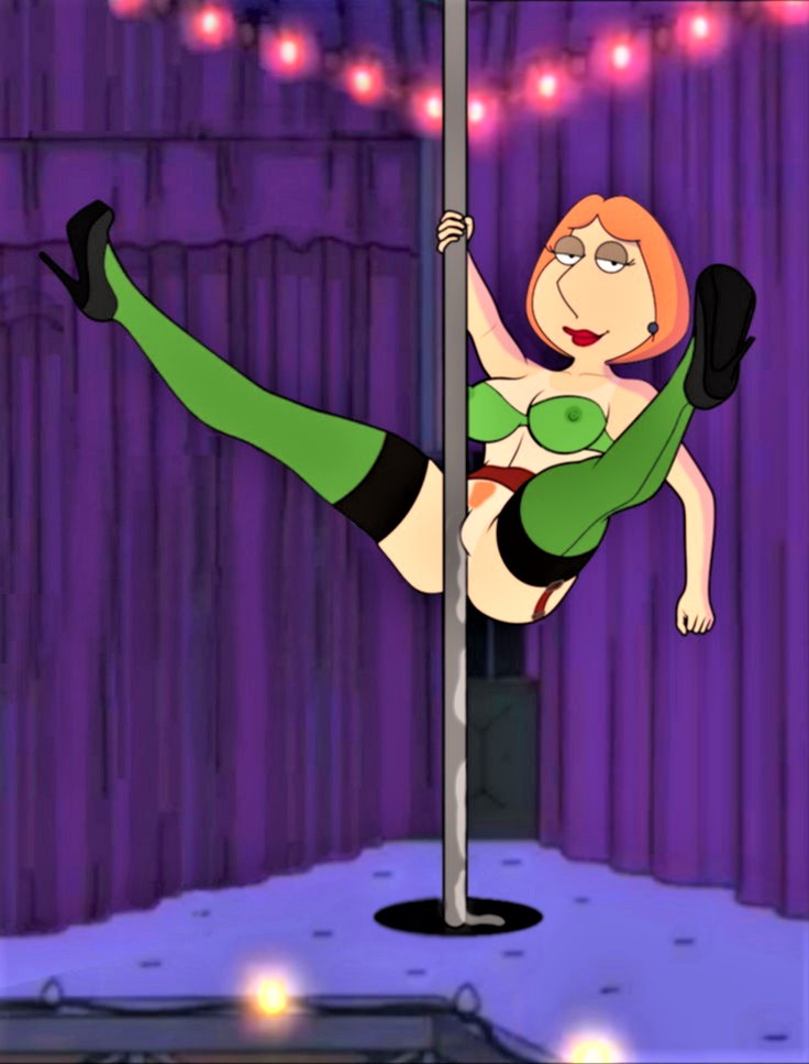 bra breasts erect_nipples_under_clothes family_guy high_heels lois_griffin no_panties pole_dancing pubic_hair pussy spread_legs stockings thighs