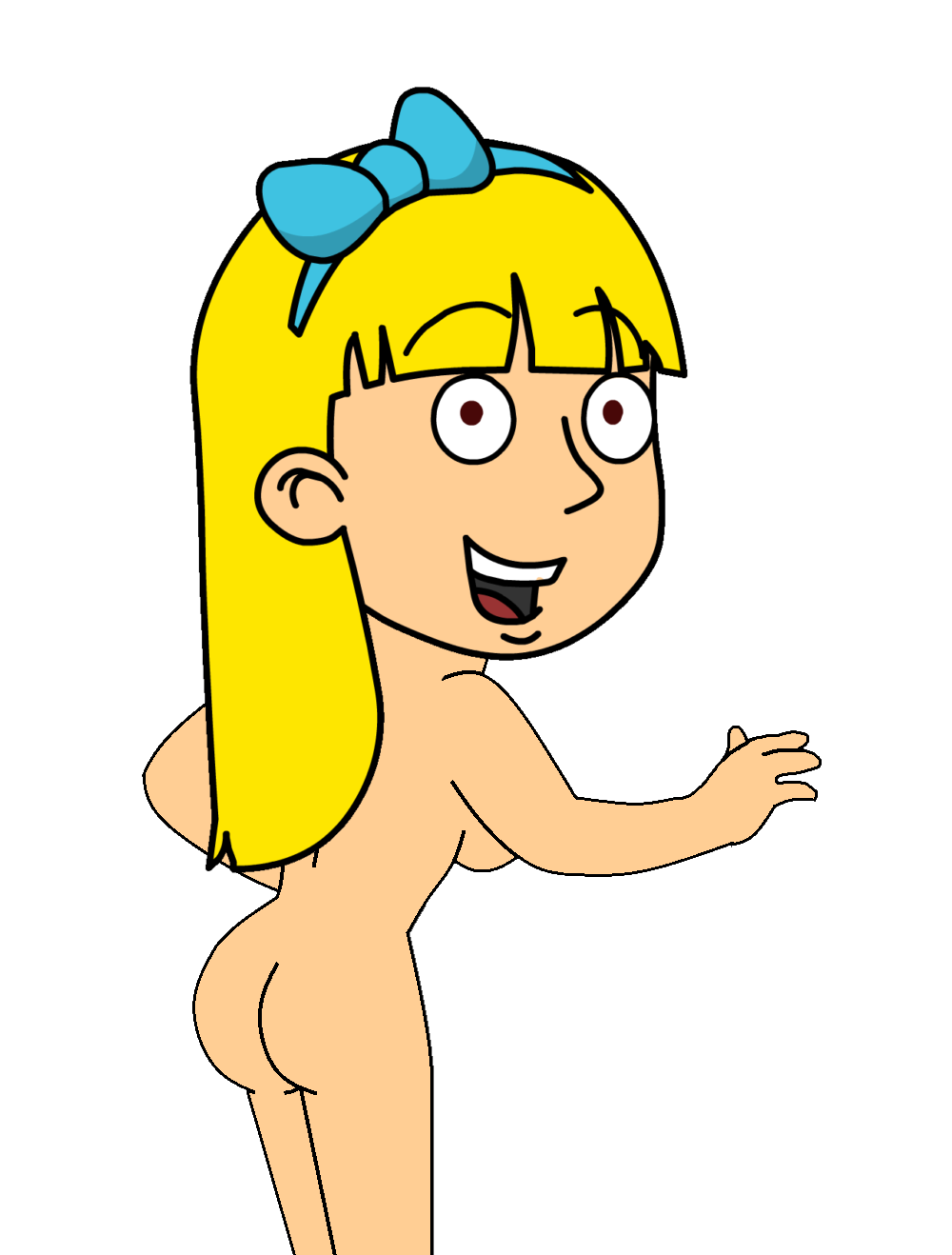 ass ass backview bowtie cartoon goanimate grin lily lily_anderson nude nude sexy sexy_ass vyond yellow_hair