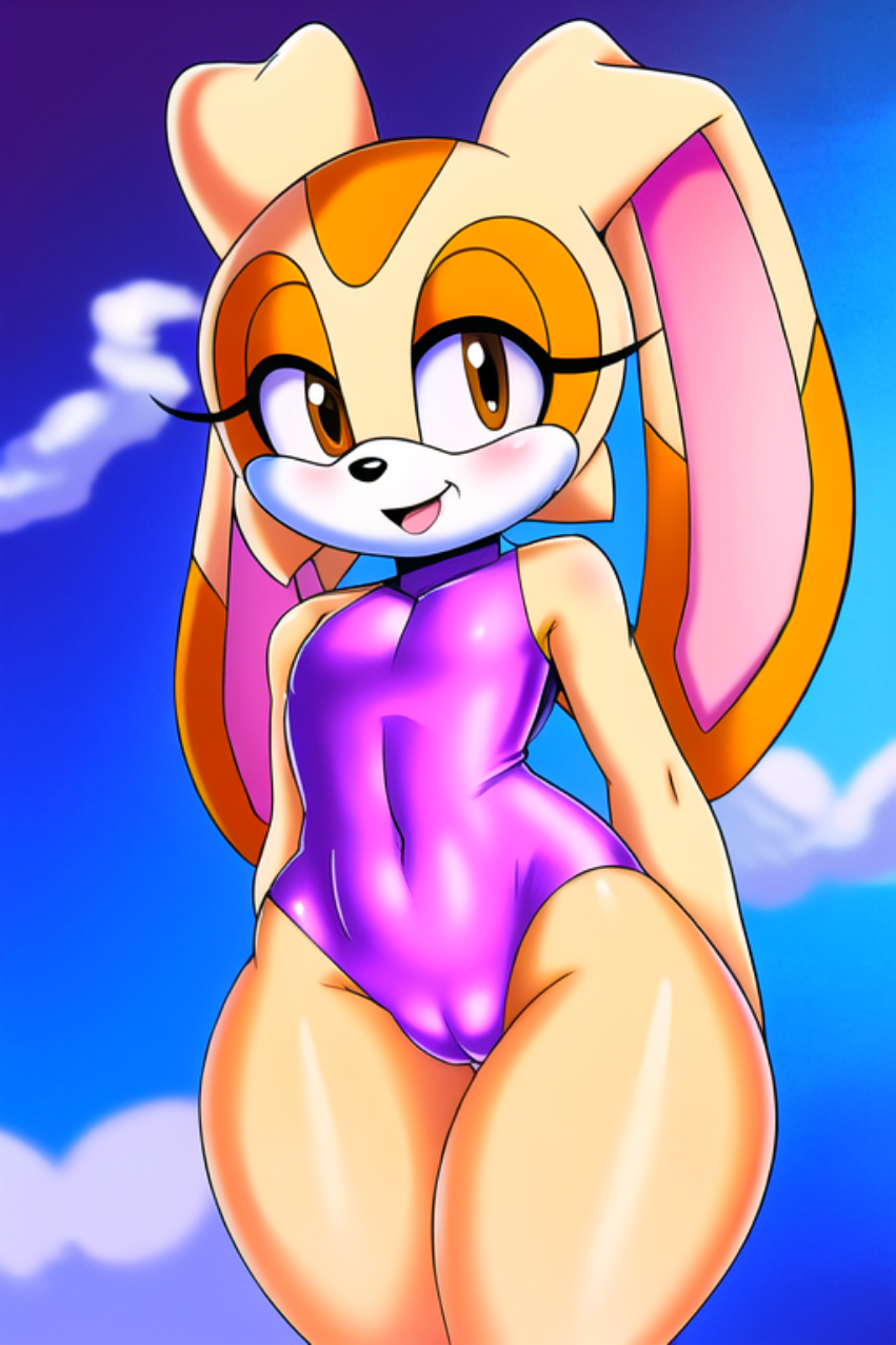 ai_generated brown_eyes cameltoe cream_the_rabbit female_focus furry furry_female sega sky small_breasts sonic sonic_the_hedgehog_(series)