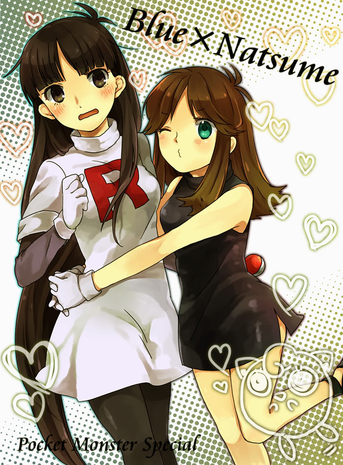 2girls arm arms arms_around_waist art babe bangs bare_legs black_dress black_hair blue_(pokemon) blunt_bangs blush brown_eyes brown_hair character_name clenched_hand cosplay dress embarrassed female gloves green_eyes gym_leader hair hands_clasped hands_together heart hime_cut hug hugging incipient_kiss interlocked_fingers jigglypuff latex leg_lift leg_up legs long_hair long_sleeves looking_at_another looking_away love misato_(artist) misato_(moimoi) multiple_girls natsume_(pokemon) neck nintendo o3o open_mouth pantyhose poke_ball pokemon pokemon_(game) pokemon_frlg pokemon_special sabrina sabrina_(pokemon) shoes shy side_slit sleeveless sleeveless_dress sleeveless_turtleneck standing standing_on_one_leg surprised team_rocket team_rocket_(cosplay) turtleneck very_long_hair white_gloves wink yuri