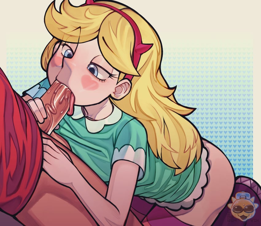 1boy 1girl 2023 blonde_hair blue_eyes canon_couple disney disney_channel disney_xd face_markings fellatio female_focus headband horns long_hair male/female marco_diaz oral penis penis_in_mouth solo_focus star_butterfly star_vs_the_forces_of_evil tongue tongue_on_penis tongue_out zamoshvik