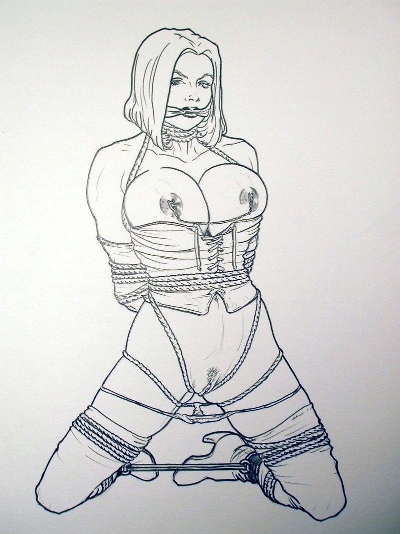 bdsm big_breasts bondage breasts emma_frost frelncer gag marvel pussy rope solo white_queen x-men