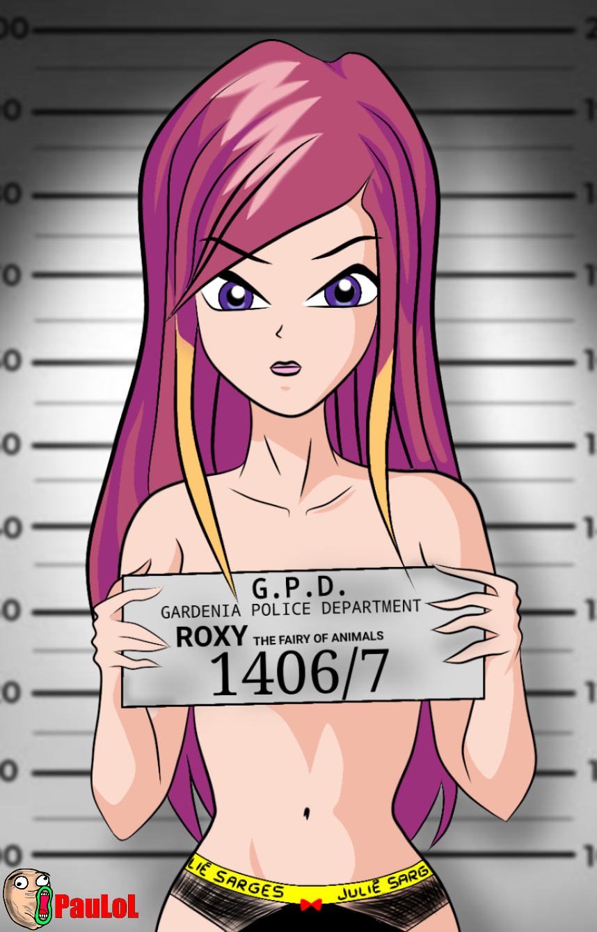 blue_eyes censored mugshot panties panties_only pink_hair prison prisoner roxy sign winx_club