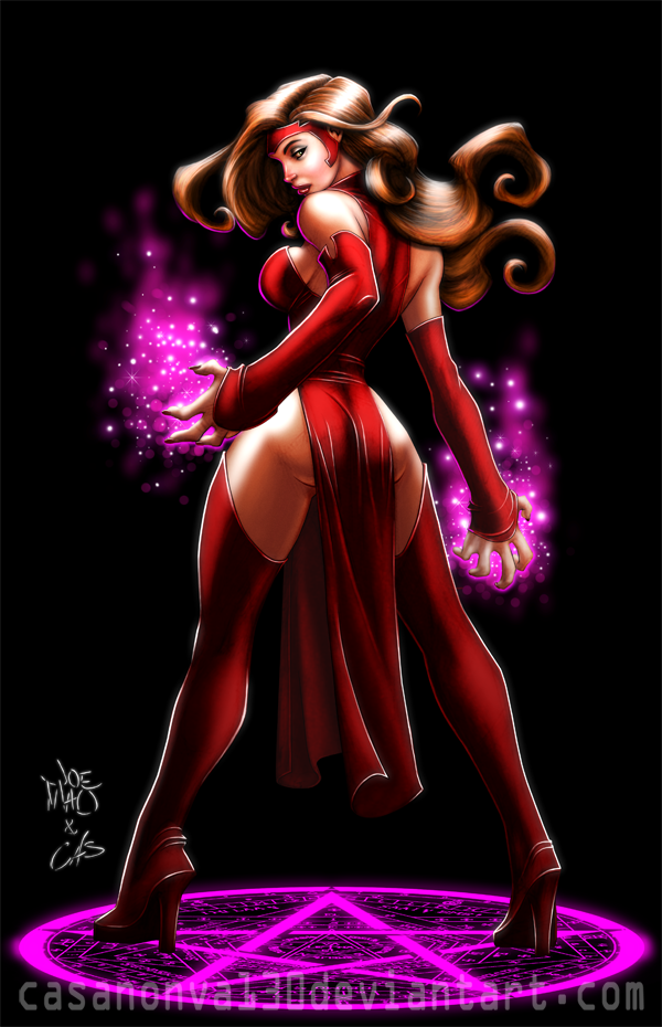 1girl 1girl ass avengers boots brown_hair comic_book_character female_focus female_only human joe_madureira long_hair looking_back marvel mature mature_female mutant_(marvel) scarlet_witch solo_female solo_focus superheroine tagme thighs wanda_maximoff