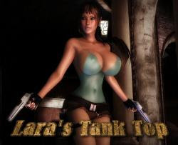 1girl 1girl big_breasts gun lara_croft tank_top