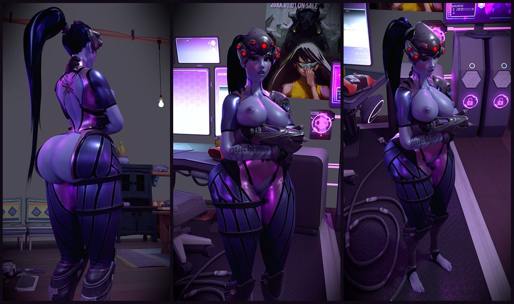 1girl alternate_ass_size areola arms_crossed ass big_ass big_breasts blizzard_entertainment blue_skin blush bodysuit breasts casualmuffin erect_nipples exposed_breasts female_only huge_ass large_ass multiple_images nipples overwatch ripped_clothing sexy sexy_ass sexy_body sexy_breasts smelly_ass solo_female standing thick_ass thick_thighs torn_bodysuit torn_clothes wide_hips widowmaker