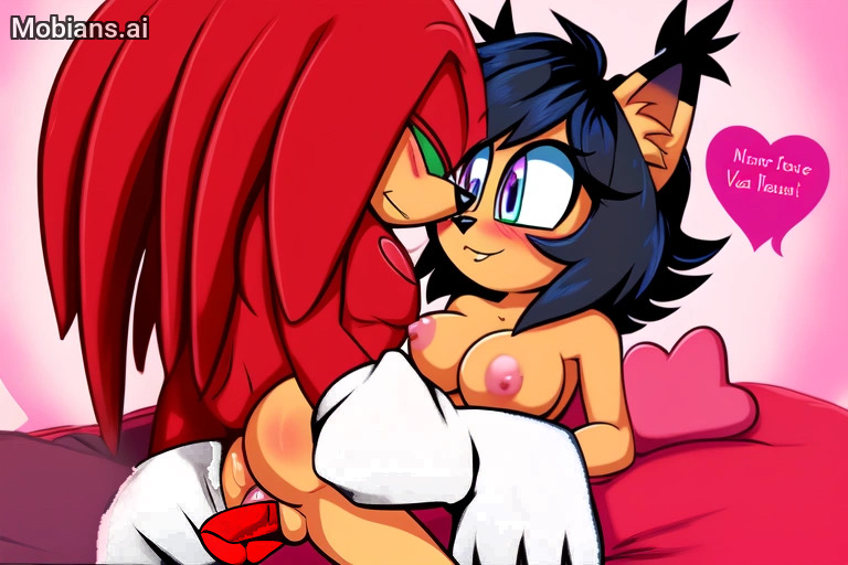 1boy 1girl ai_generated anthro anthro_only archie_comics knuckles_the_echidna male mobian_(species) mobians.ai nicole_the_lynx sega sonic_the_hedgehog_(series) valentine's_day
