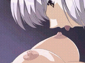2girls animated animated_gif breast_licking breasts erect_nipples female front_innocent gif large_breasts lick licking lowres multiple_girls nipple nipples purple_hair tongue yuri
