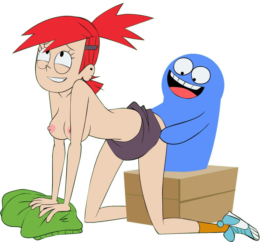 1boy 1boy1girl 1girl accurate_art_style ass_grab bloo bloo_me_(zone) bottomless breasts cartoon_network clothing doggy_position edit foster's_home_for_imaginary_friends frankie_foster gif male older older_female red_hair simple_background skirt socks topless topless_female transparent_background white_background young_adult young_adult_female young_adult_woman zone