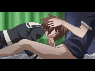 1boy 1girl animated animated_gif anime bottomless brown_hair brunette censored clothed_sex facefuck fellatio female gif hand_on_head hentai incest irrumatio lowres oral qvga school_uniform schoolgirl serafuku siblings swing_out_sisters
